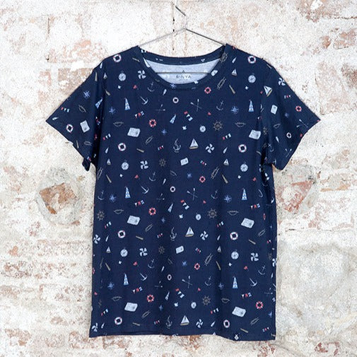 Camiseta old school print navy
