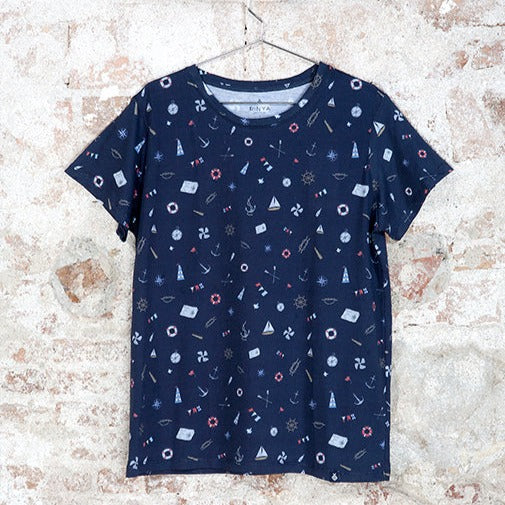 Camiseta old school print navy