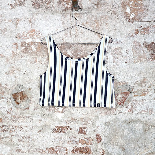 Top tirantes mostaza y navy