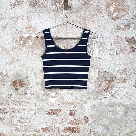 Crop top tirantes rayas navy