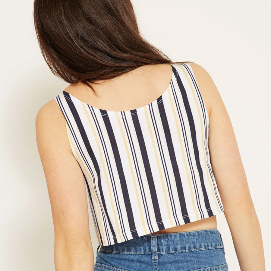 Top tirantes mostaza y navy